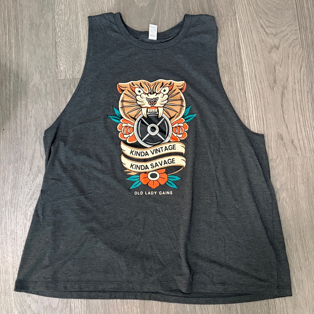 District Charcoal Tank Top Old Lady Gains 3XL